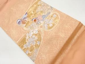 本金箔二重織鴛鴦に草花模様織出し名古屋帯